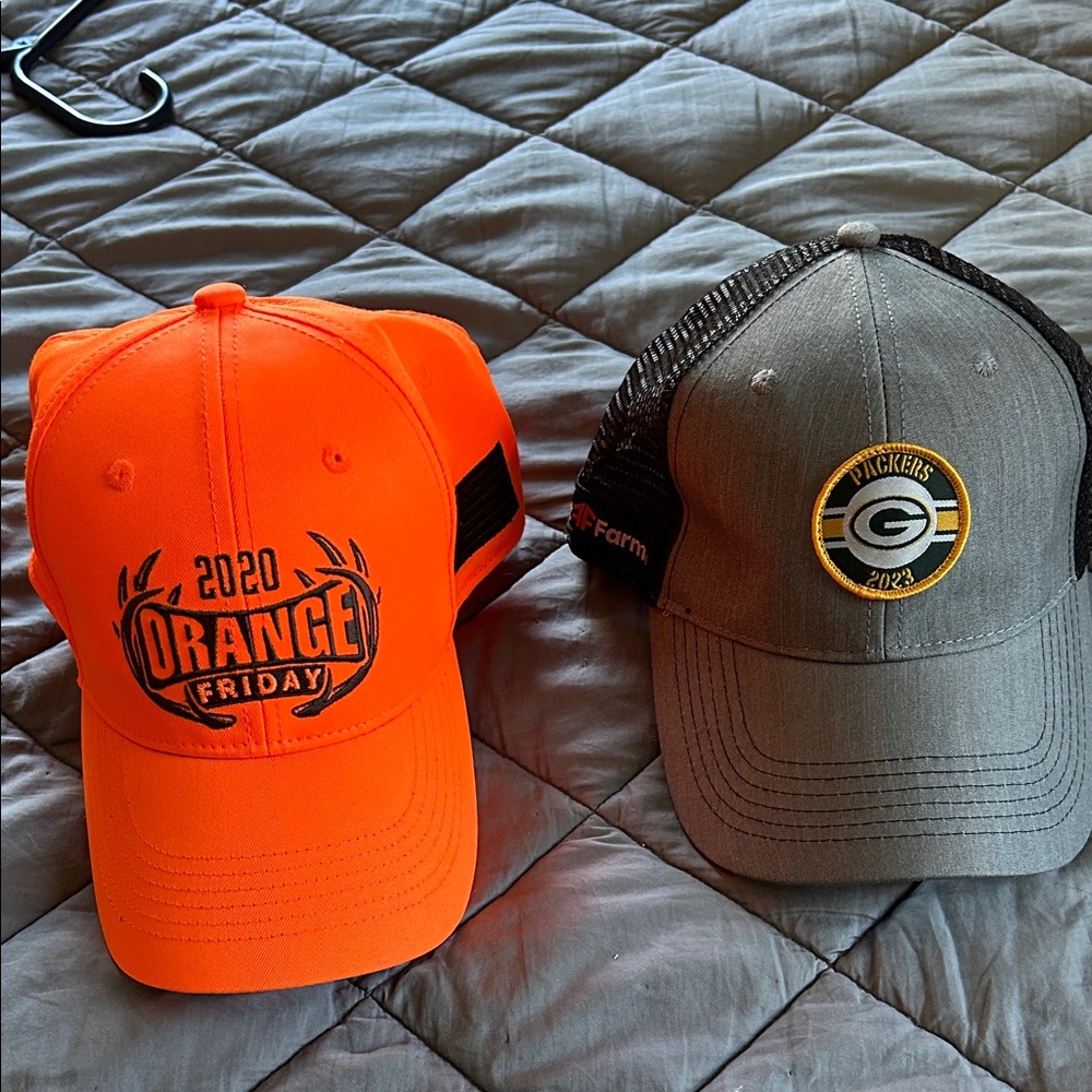 Like new Orange and Gray Sports Caps Set